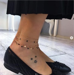 New accessories about black diamond gold beads tassel anklet 4-piece set women