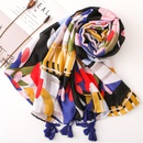 Scarf women spring and autumn cotton and linen feel colorful tropical plants long wild shawlpicture16
