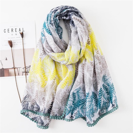 Feather pattern cotton and linen scarf female oversized shawl dual-use thin air-conditioning scarf's discount tags