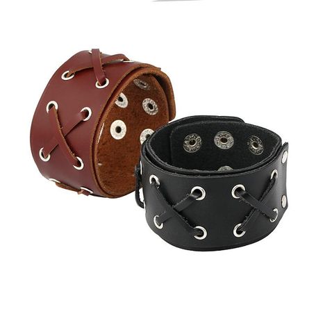 Jewelry Vintage Woven Cowhide Bracelet Studded Leather Bracelet NHPK182376's discount tags