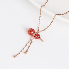 Fashion titanium steel natal female necklace burgundy gourd pendant clavicle chain item