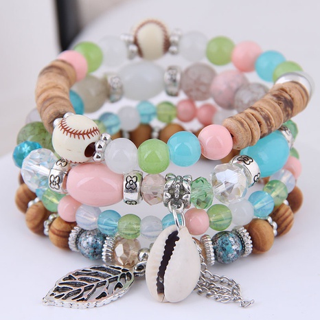 Simple gland de feuille de métal gland magnifique bracelet de femme multicouche de perles NHSC181213's discount tags