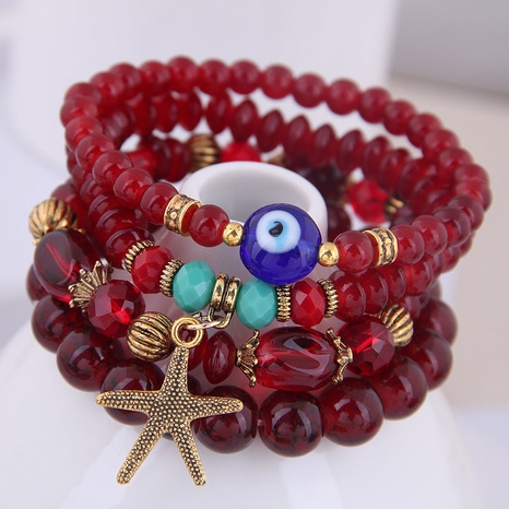 Bracelet multicouche accessoire de l'étoile de mer en métal mélangé et assorti Bohemian Devil's Eye NHSC181216's discount tags