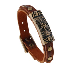 Vintage cowhide jewelry wholesale cross leather bracelet men's adjustable leather bracelet