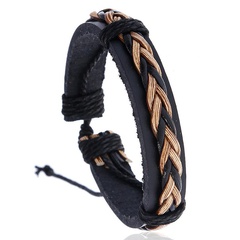 New jewelry retro woven leather bracelet simple European and American men's imitation leather bracelet adjustable