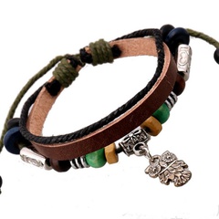 Owl pendant leather bracelet leather handmade jewelry leather bracelet jewelry