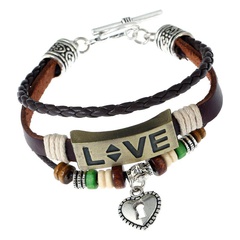 Handmade beaded leather bracelet alloy couple LOVE leather bracelet jewelry