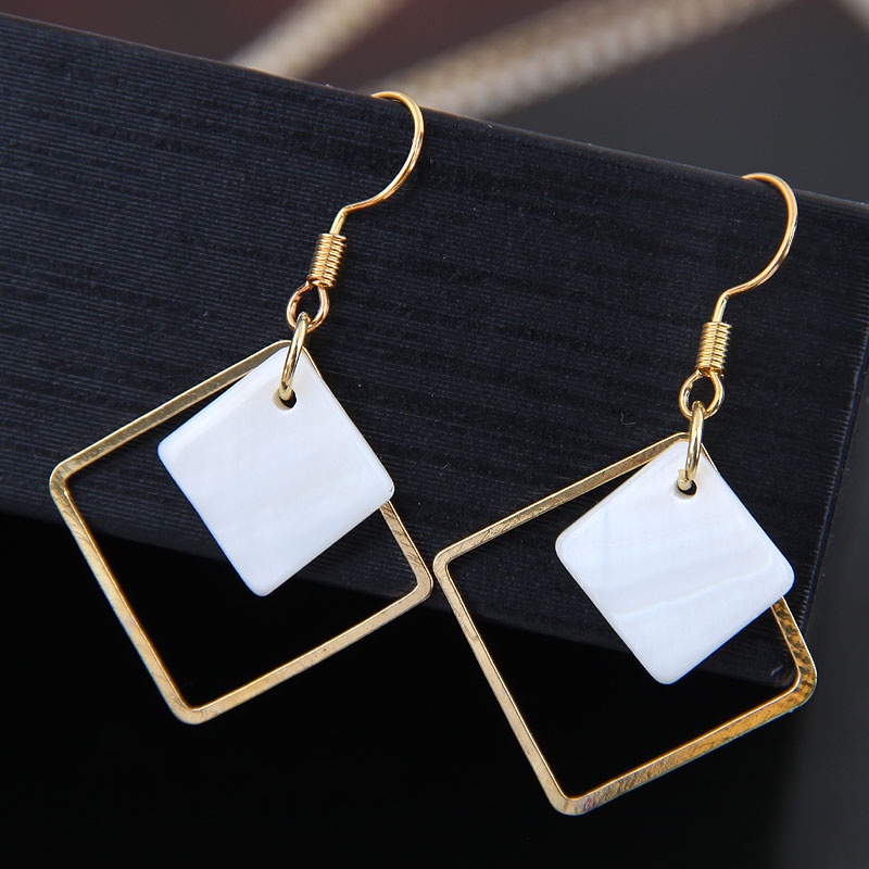 Fashion female earrings simple shell geometric shape personality square earrings