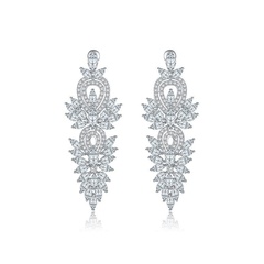 fashion jewelry wholesale AAA Zircon Super Flash Bridal Dinner Earrings Wholesale