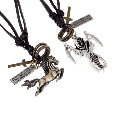 Necklace vintage leather necklace wholesale leather necklace NHPK182368's discount tags