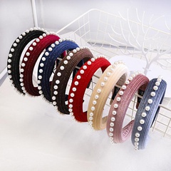 New sponge hair hoop autumn and winter solid color pearl hair jewelry wholesale