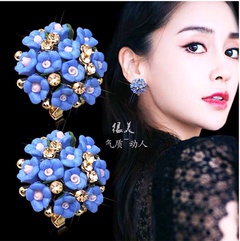 Boutique Korean fashion sweet OL wild flash diamond flowers personality temperament earrings earrings