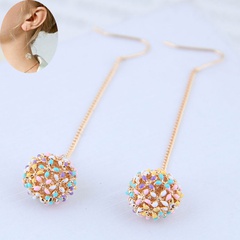 Boutique Korean fashion sweet OL simple flower bud fur ball individual earrings