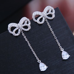 10710 exquisite Korean female earrings Korean fashion sweet OL bow inlaid with zircon water drops personality earrings