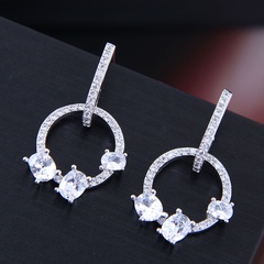 10761 exquisite Korean female earrings Korean fashion sweet OL inlaid zircon personality earrings