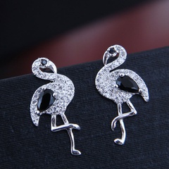 10722 exquisite Korean fashion sweet OL inlaid zirconium simple swan personality earrings