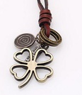 Vintage leather rope necklace womens long sweater chain alloy grass cowhide necklacepicture12