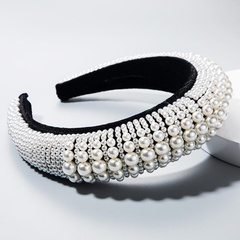 Za europäische und amerikanische Mode Netz rot All-Match Flanell Stirnband weibliche Trend Perle Schwamm verbreitert und verdickt Barock Stirnband