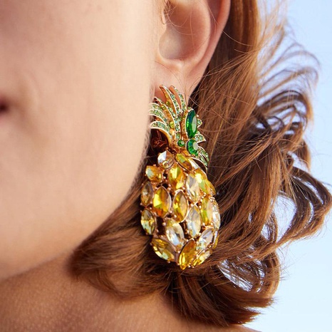 Rhinestone Crystal Pineapple Earrings Individual Fruit Earrings's discount tags