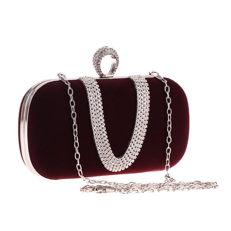Bolso de mujer de tela de terciopelo de marca de moda bolso de fiesta de cena con dedo de diamante bolso de terciopelo en forma de U's discount tags