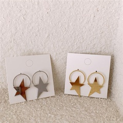 Metal cold wind, minimalist, irregular, five-pointed star, exaggerated big earring