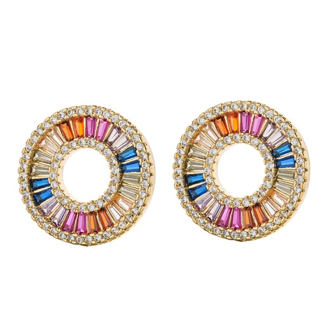 Earrings female zircon alloy diamond circle hollow color temperament's discount tags
