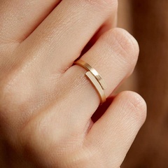 EManco offener Paar ring einfacher geometrischer glänzendes Edelstahl ring koreanischer vergoldeter Titan stahl ring