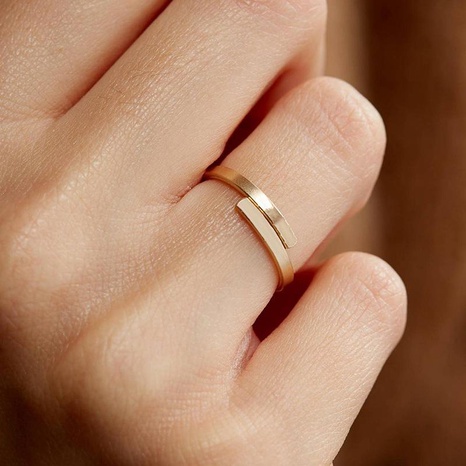 Couple ring simple stainless steel geometric smooth ring gold-plated 316L jewelry's discount tags