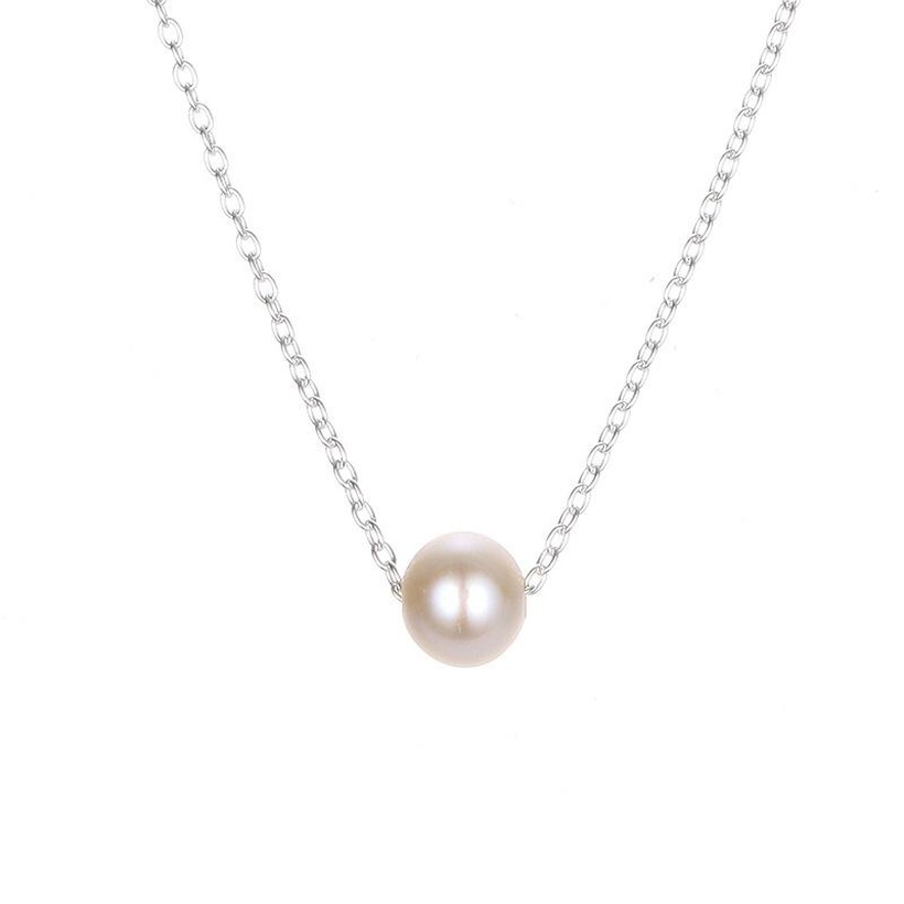 Simple Pearl Necklace Female Stainless Steel Goldplated Clavicle Chain