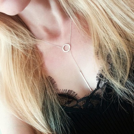 Stainless steel clavicle chain geometric round short necklace 316L accessories's discount tags