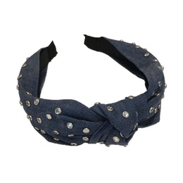 New hair accessories denim fabric hot drilling super flash knot knotting widebrimmed headband femalepicture5