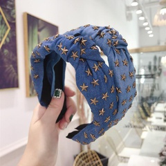 Koreanisches neues Großhandel Haarschmuck Stirnband Koreanisches Kopfschmuck Denim Stoff Hot Drill Stern geknotet und geschraubt Stirnband Damen