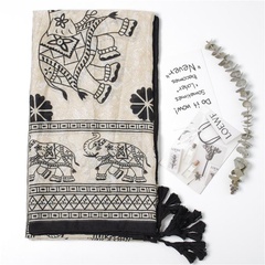 Bufandas de algodón y lino de primavera y otoño bufandas con estampado de elefante para aumentar la bufanda larga de viaje brigada protector solar chal