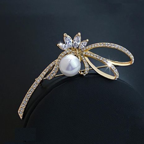 Exquisite full diamond zircon flower pearl brooch bridal accessories fashion brooch NHLJ175934's discount tags