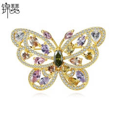 Butterfly dream brooch new fashion butterfly copper inlaid zircon lady brooch corsage clothing jewelry gift