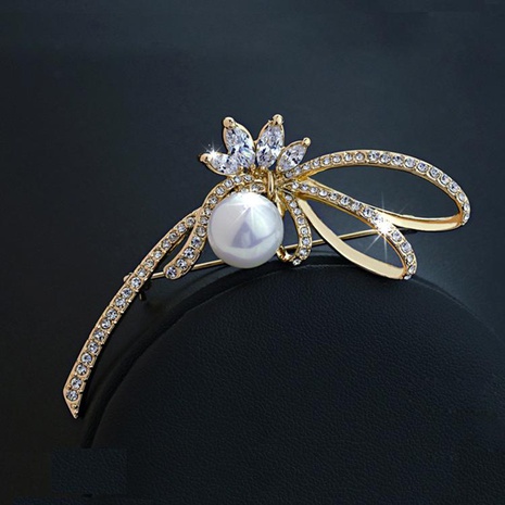 Exquisito broche de perlas de flor de circón de diamantes completos accesorios de novia broche de moda's discount tags