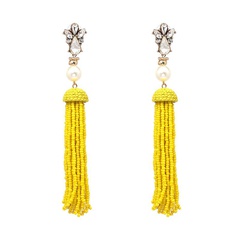 Earrings bohemian national style long tassel earrings European and American style rice beads earrings jewelry