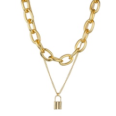 New fashion alloy thick double chain lock pendant necklace female