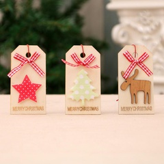 New Christmas Decoration Christmas Wooden Pendant Christmas Tree Pendant Bow Wooden Tag