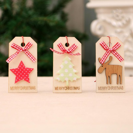 New Christmas Decoration Christmas Wooden Pendant Christmas Tree Pendant Bow Wooden Tag's discount tags