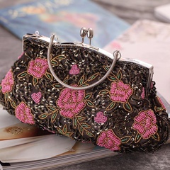 New beaded embroidered classic cheongsam portable leisure craft rose evening party bag
