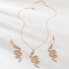 Fashionable Snake Necklace Individual Metal Snake Diamond Earring Set wholesales fashion