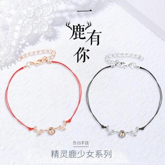Couple bracelet creative 100 languages i love you simple red rope antlers bracelet