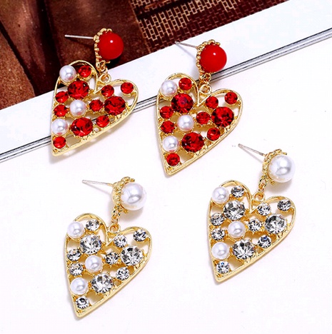 Fashion metal simple flash diamond peach heart temperament exaggerated earrings's discount tags