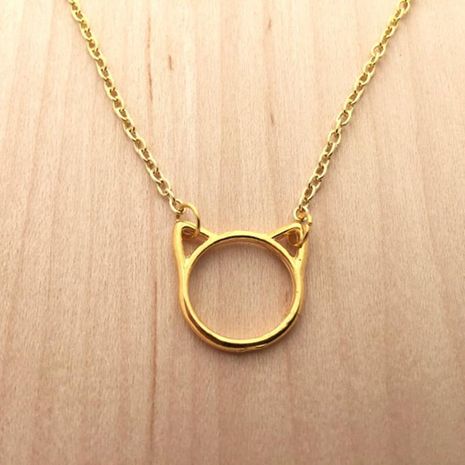 Best selling simple hollow cat pendant necklace plating gold silver copper chain kitten necklace clavicle chain wholesale NHCU186572's discount tags