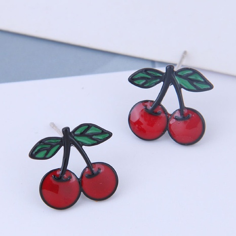 925 Silver Needle Delicate Korean Fashion Sweet OL Cherry Personality Earrings's discount tags