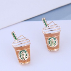 925 Silver Needle Delicate Korean Fashion Sweet OL Simple Milk Tea Cup Ear Studs
