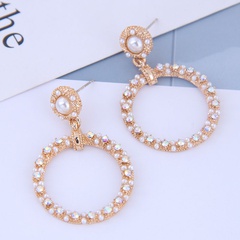 925 silber Nadel Mode Süße OL Geometrische Flash Diamant Perle Ohrringe