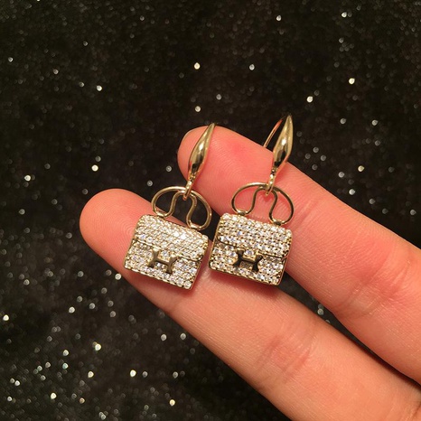 Mini Bag Earrings Luxury Micro-Set Zircon Letter Earrings's discount tags