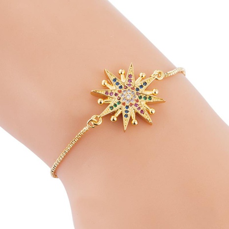 Copper Bracelet Sun Flower Rainbow Zircon Ladies Ins Pull Bracelet's discount tags
